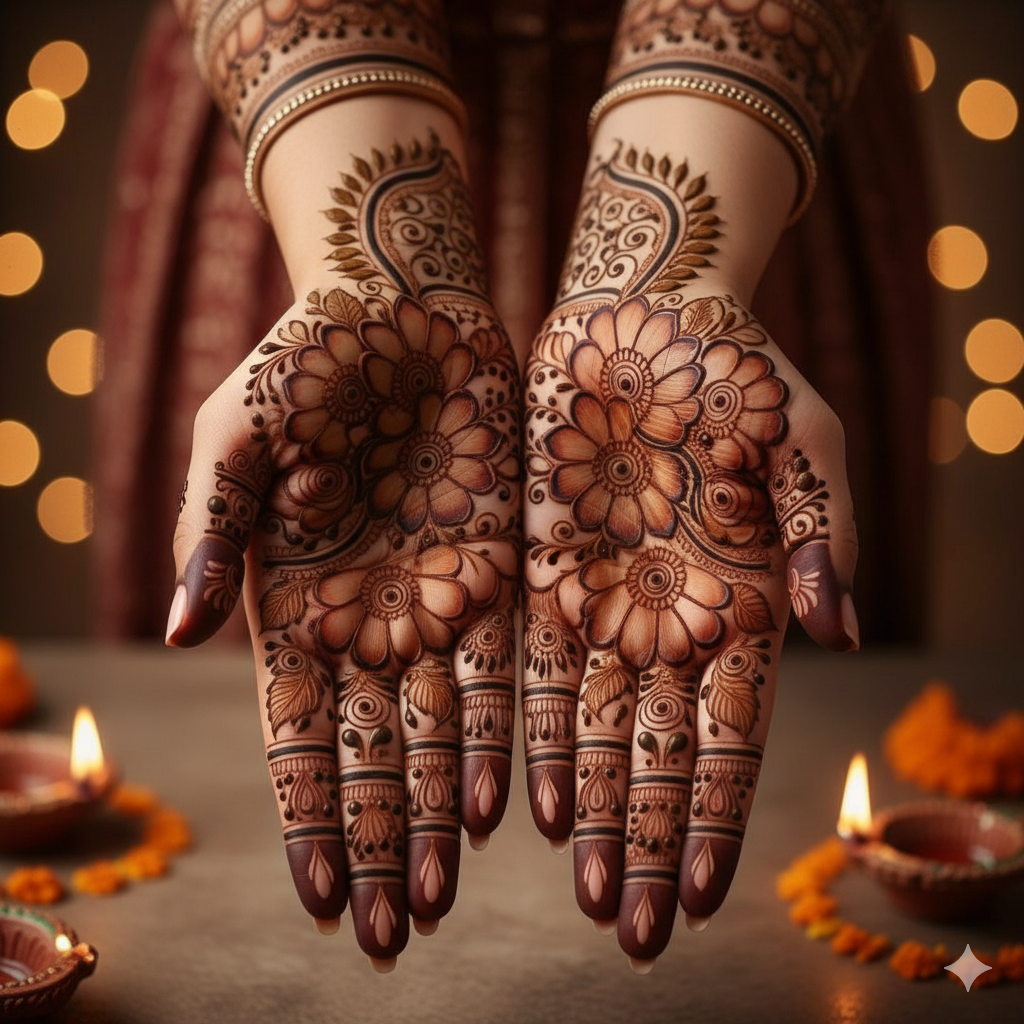 Front Hand Floral Mehndi Design