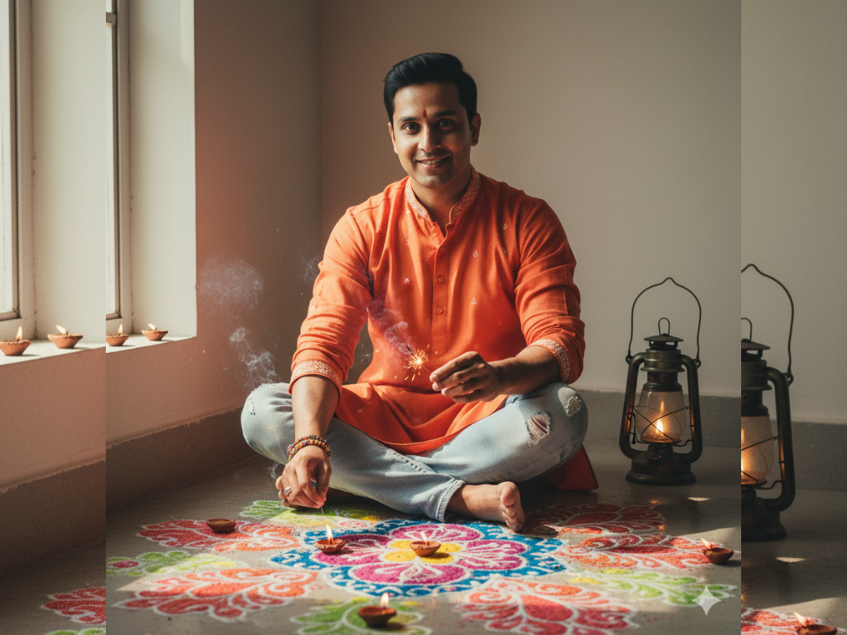 Prompt 3: Festive Casual Look with Rangoli Patterns