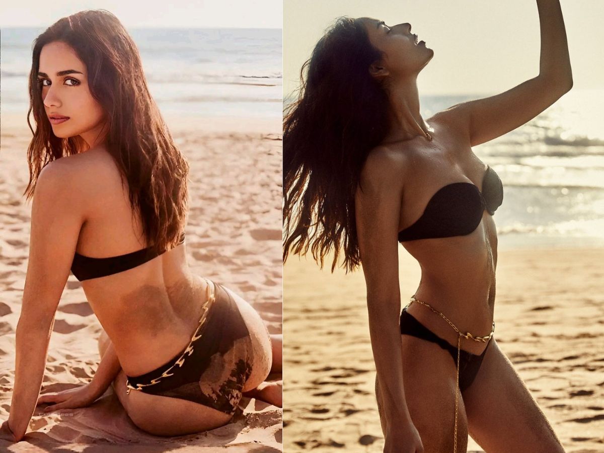 Manushi Chhillar in Black Bikini