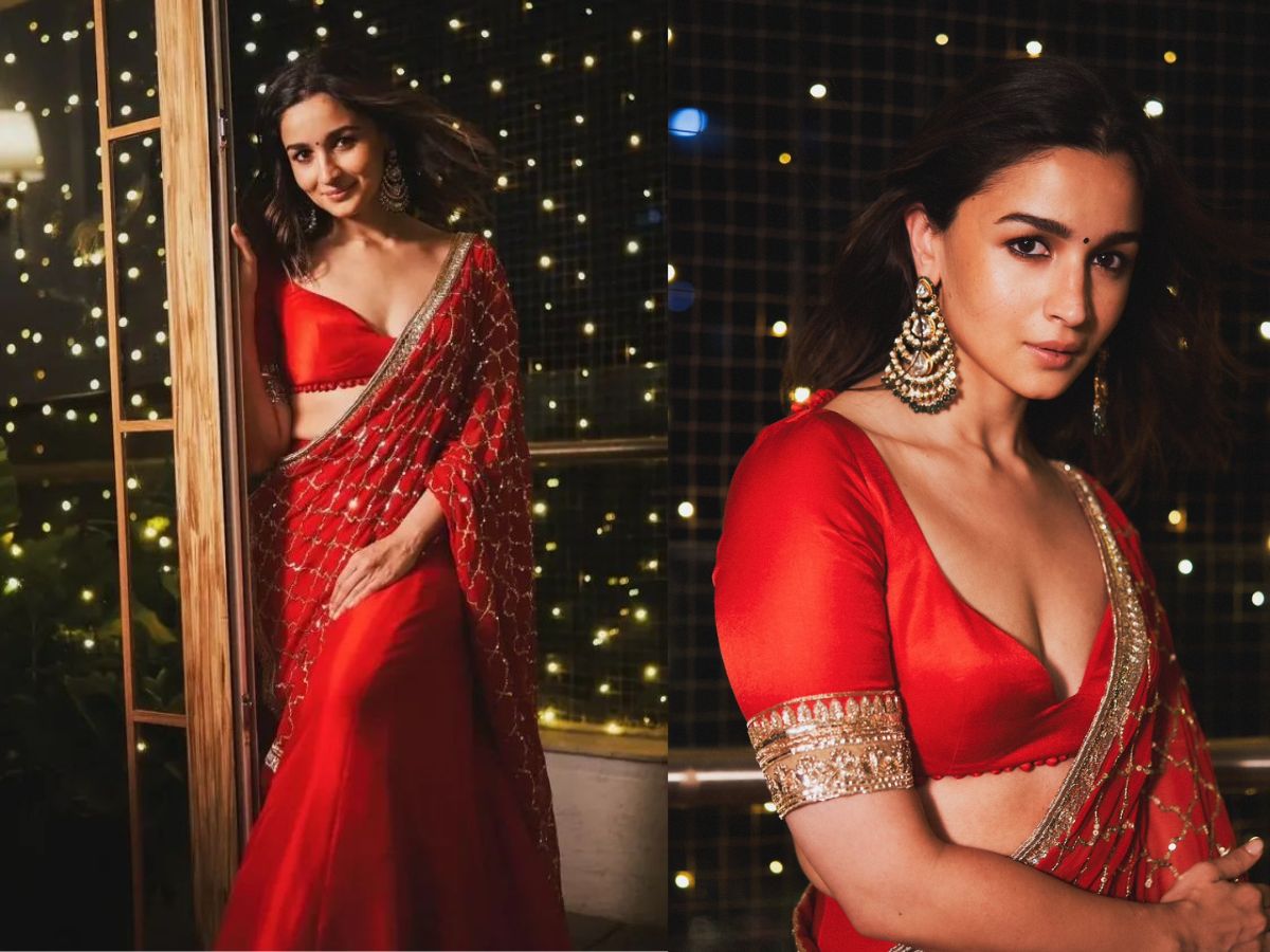 Alia Bhatt in Deep V Neck Blouse