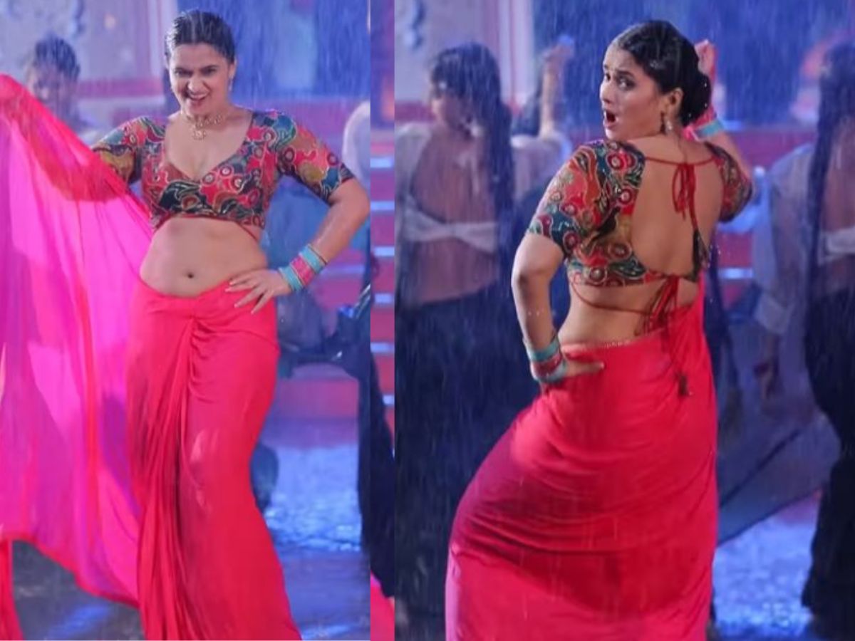 Neelam Giri Hot Pink Saree Dance Moves