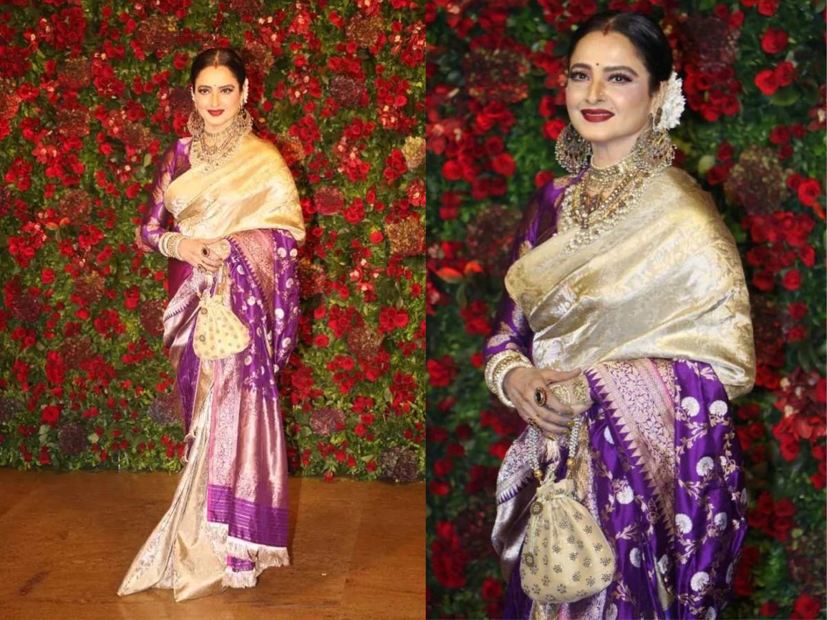 Rekha in Purple Saree