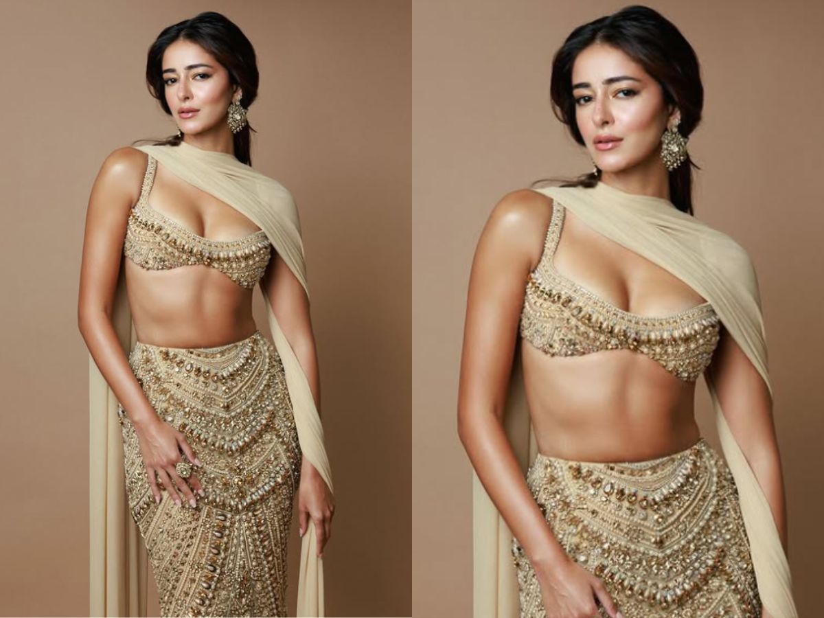 Ananya Panday in Golden Lehenga