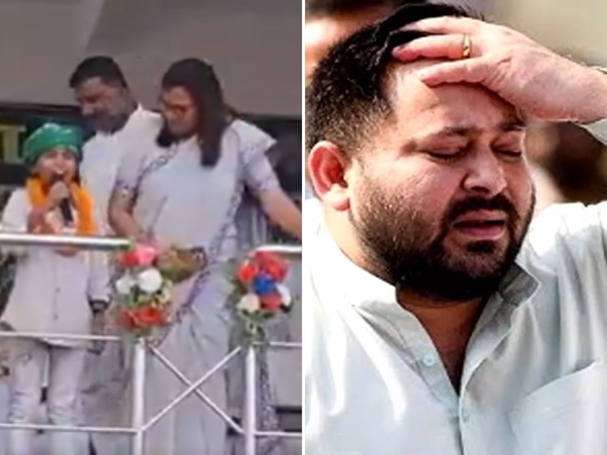 Tejashwi Yadav and a still from RJD Rally (PHOTO: X)