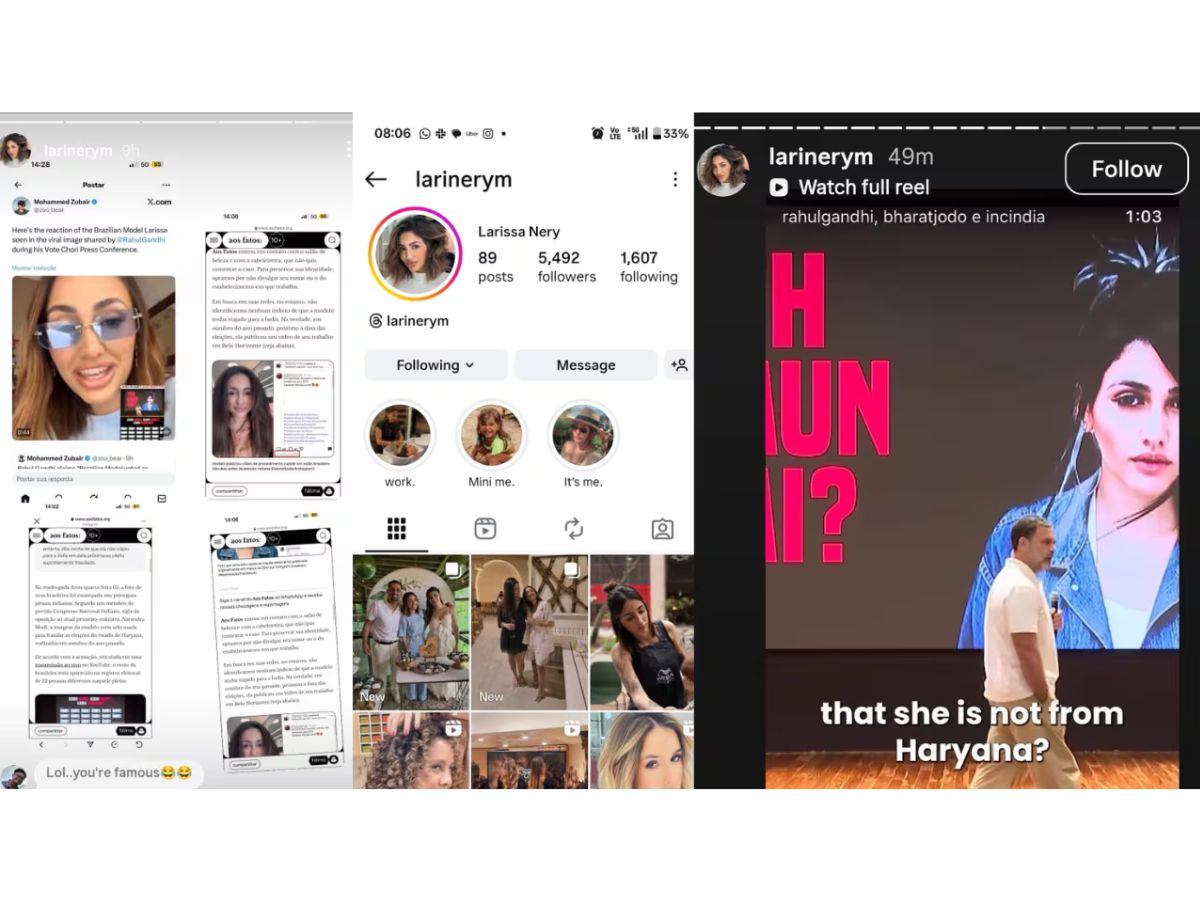 what-madness-is-this-brazilian-model-larissa-nery-reacts-after-rahul-gandhi-uses-her-photo-in-haryana-vote-chori-row Model Reacts