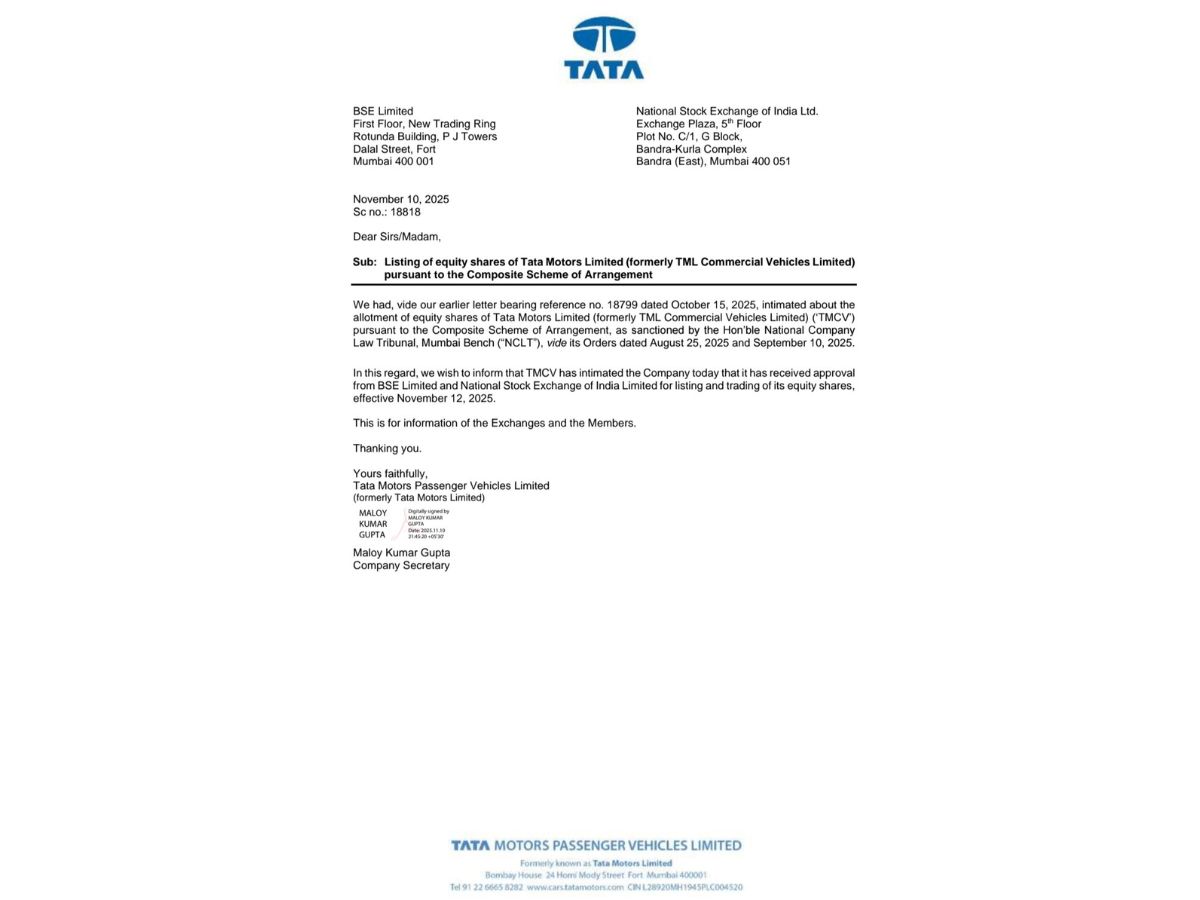 tata-motors-cv-soars-28-on-market-debut-signaling-new-era-after-demerger TATA Motors Press Release