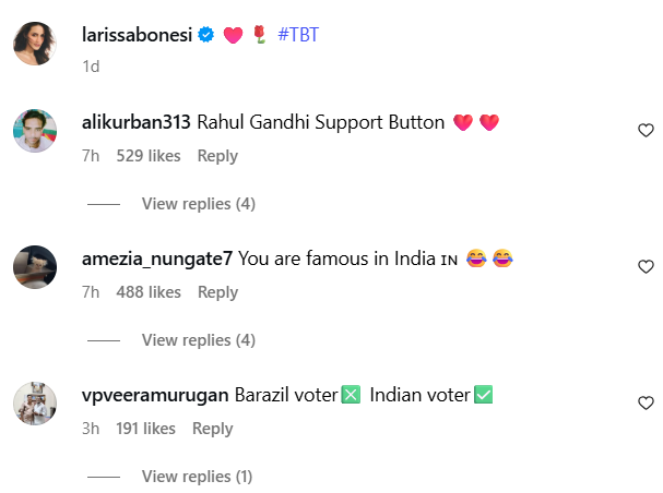 viral-mix-up-who-is-larissa-bonesi-aryan-khans-brazilian-gfs-instagram-flooded-with-comments-after-rahul-gandhis-haryana-vote-chori-allegations Viral Mix-Up: Who Is Larissa Bonesi? Aryan Khan’s Brazilian GF’s Instagram Flooded With Comments After Rahul Gandhi’s Haryana ‘Vote Chori’ Allegations