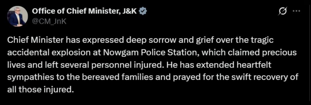 Omar Abdullah Extends Condolences