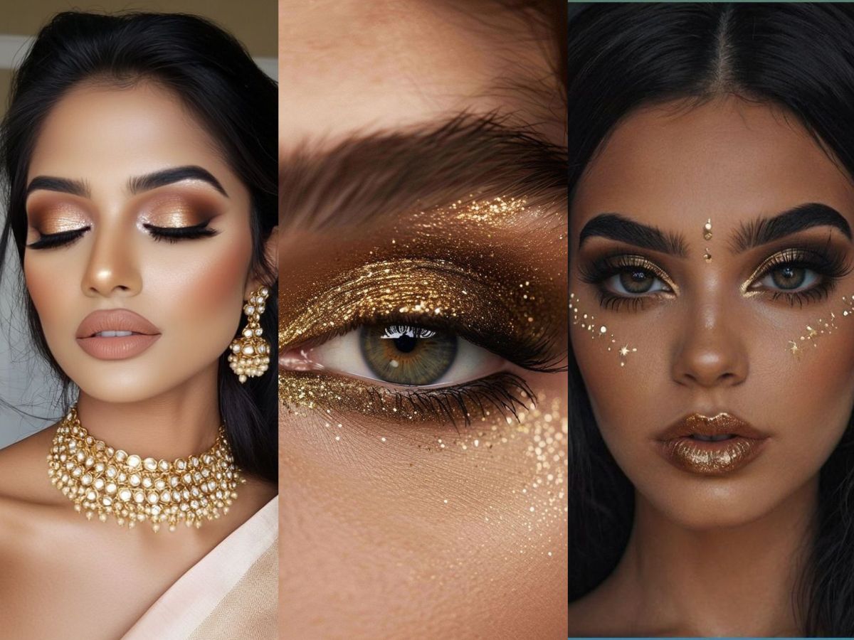 Gold Eye Makeup Look Christmas Inspo