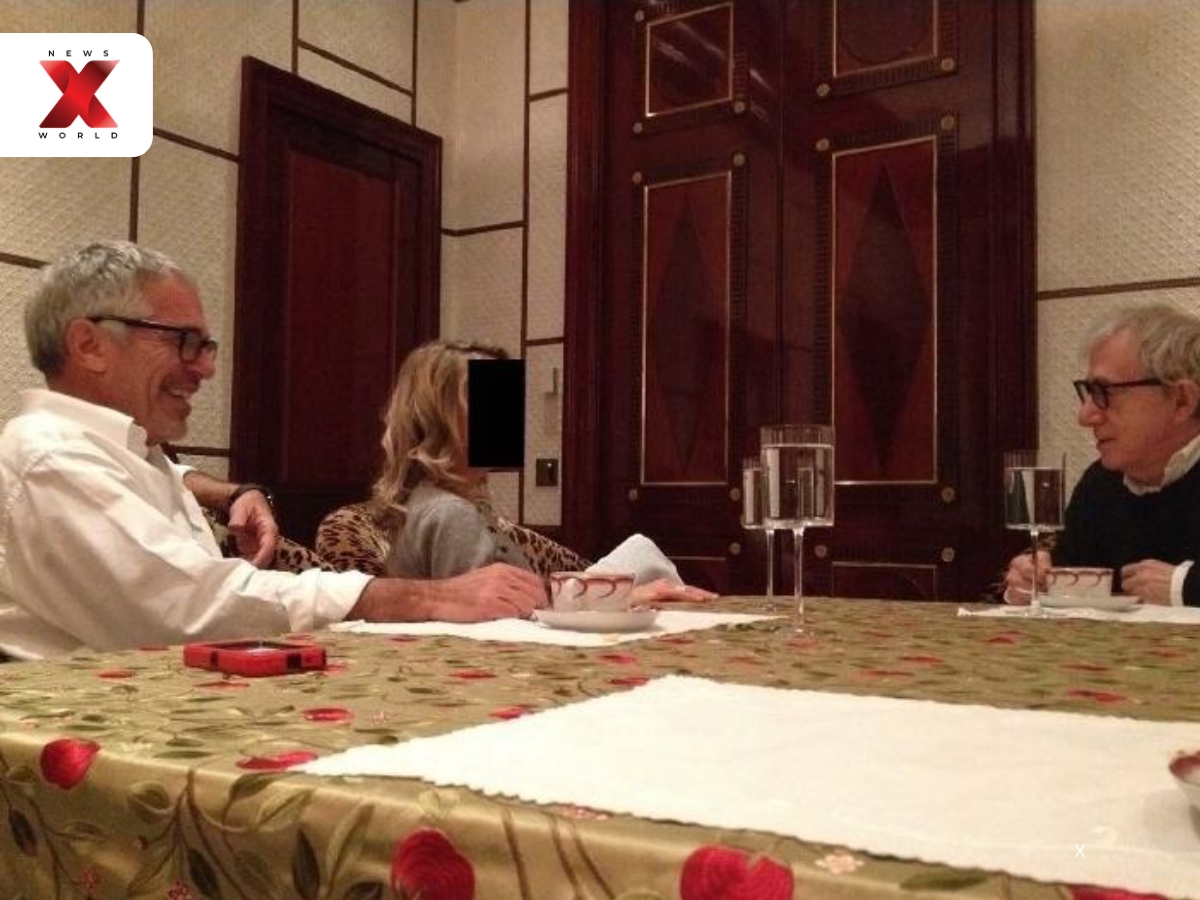 Jeffrey Epstein is seen with filmmaker Woody Allen and an unidentified woman.