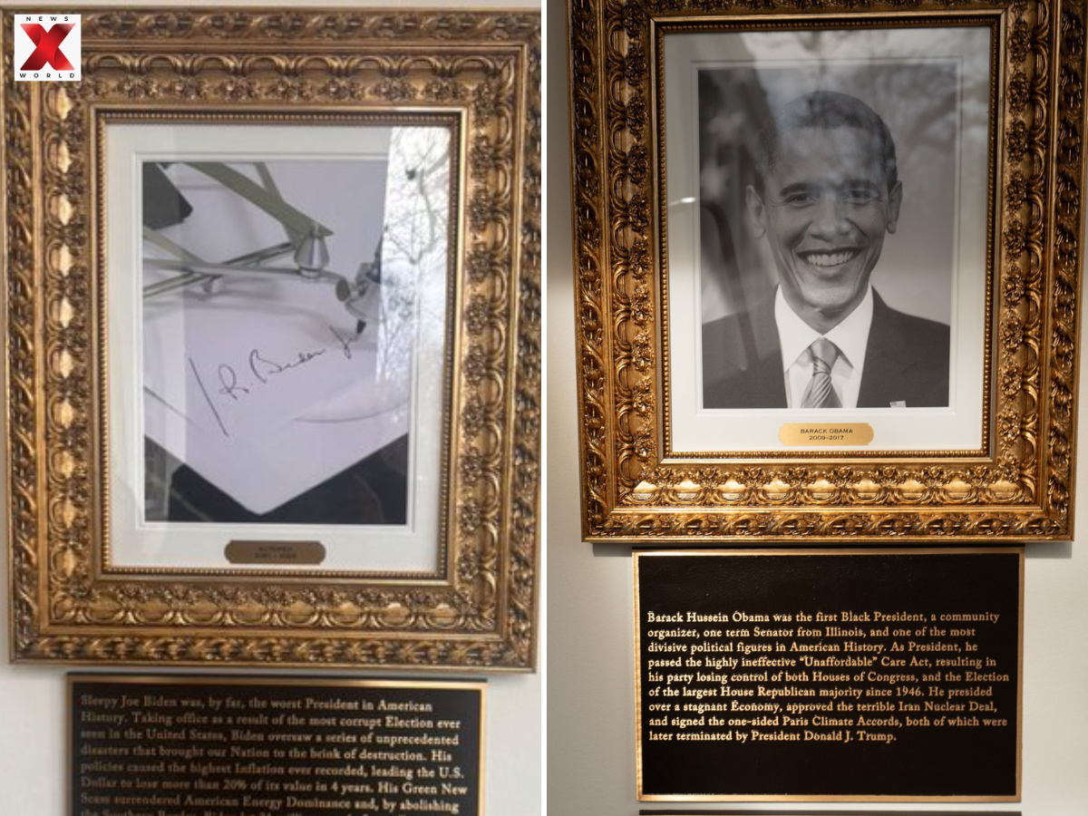 The White House installed plaques with descriptions of presidents reflecting Donald Trump's views (PHOTO: X)