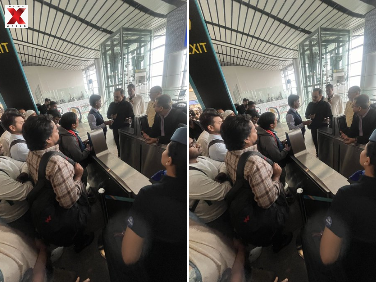 Passengers were seen raising their voices at Hyderabad airport (PHOTO: X)