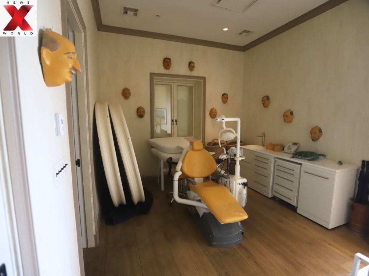 A dentist’s chair inside a room on Jeffrey Epstein’s former private island