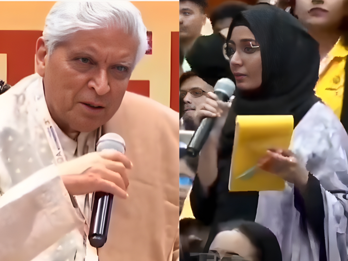 At SOA Literary Festival 2025, Javed Akhtar questions burqa norms, calling face covering social pressure, not personal choice.