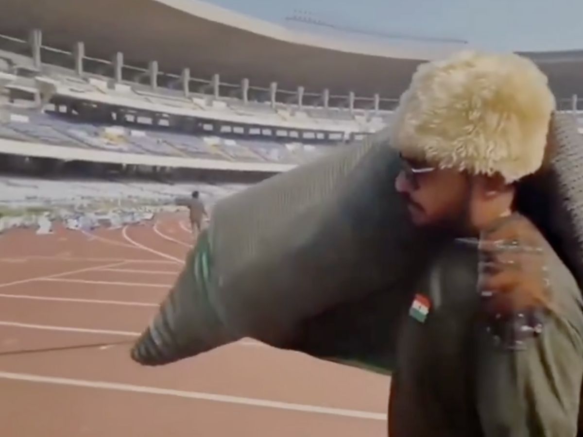 One frustrated fan steals stadium carpet