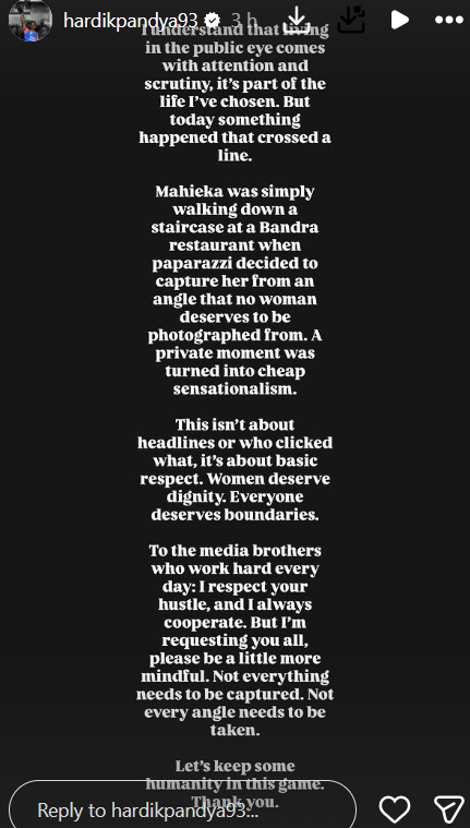 mahieka-sharmas-private-moment-turned-cheap-hardik-pandya-slams-paparazzi-as-girlfriend-clicked-from-inappropriate-angle-not-everything-needs-to-be Mahieka Sharma’s ‘Private Moment Turned Cheap,’ Hardik Pandya Slams Paparazzi As Girlfriend Clicked From Inappropriate Angle: ‘Not Everything Needs To Be…’
