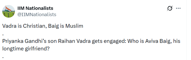 Is Aviva Baig A Muslim? Priyanka Gandhi Faces Online Outrage Over To-Be Daughter-In-Law’s Surname, Decoding Its Roots And Meaning