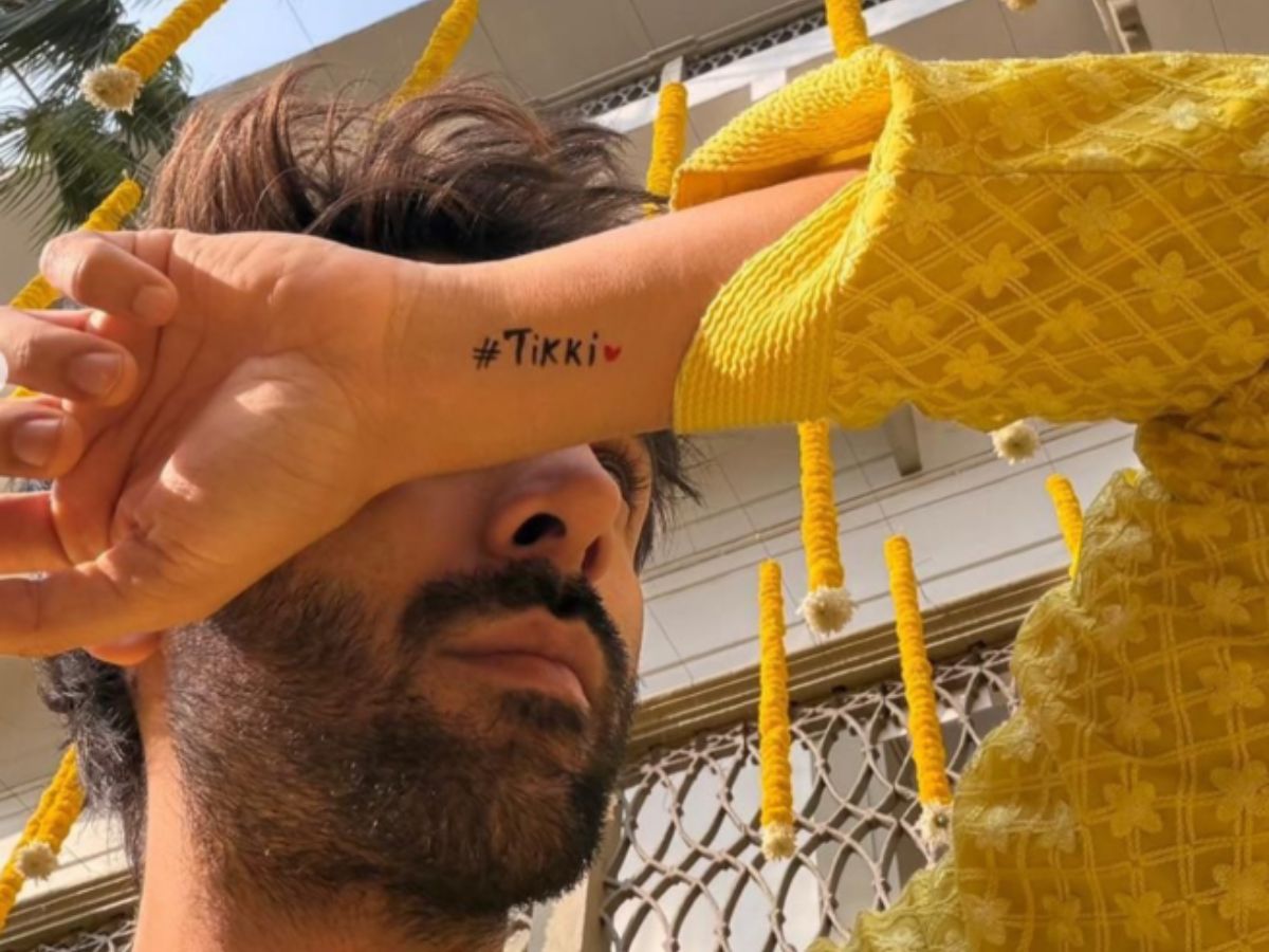 Kartik Adds Modern Touch with Temporary Tattoo