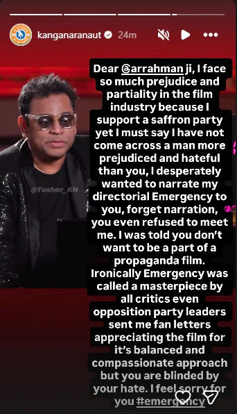 Kangana Ranaut launches an attack on AR Rahman and Uddhav Thackeray (Image: X/ KanganaTeam)