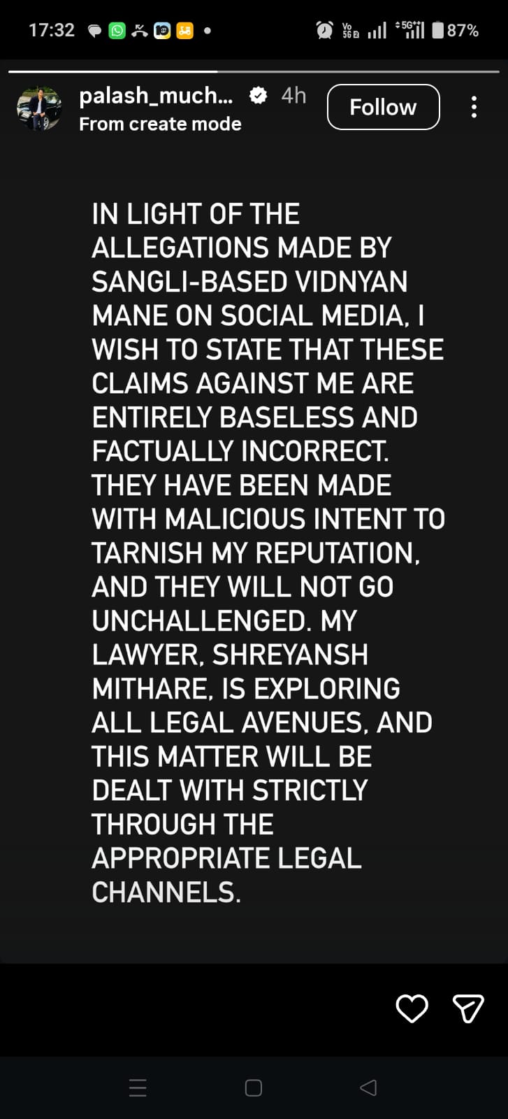 ‘Factually Incorrect, Malicious’: Palash Muchhal Denies Claims Of Cheating A Sangli Man Of Rs. 40 Lakhs, Vows To Explore Legal Options