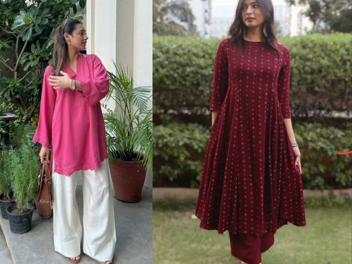 Long A-Line Kurta with Palazzo Pants