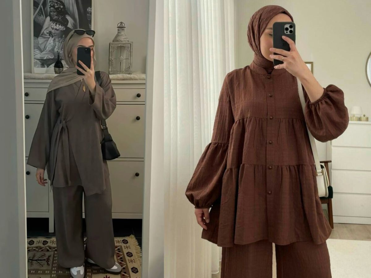 Layered Kimono Over a Modest Co-ord Set