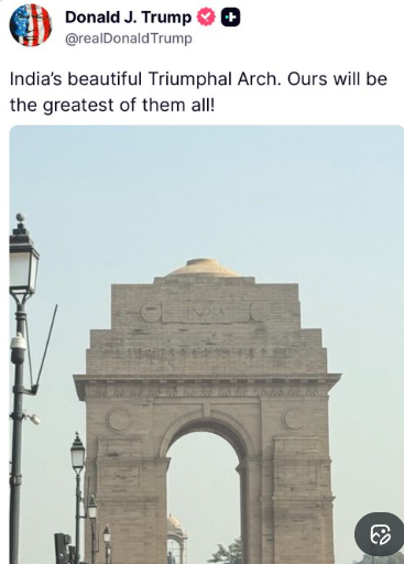 ‘Ours Will Be The Greatest…’ Donald Trump Shares India Gate’s Photo, Dubs It ‘India’s Beautiful Arch’ Amid His Ambitious Plan To Build New Triumphal Arch Of 250 Feet In Washington DC