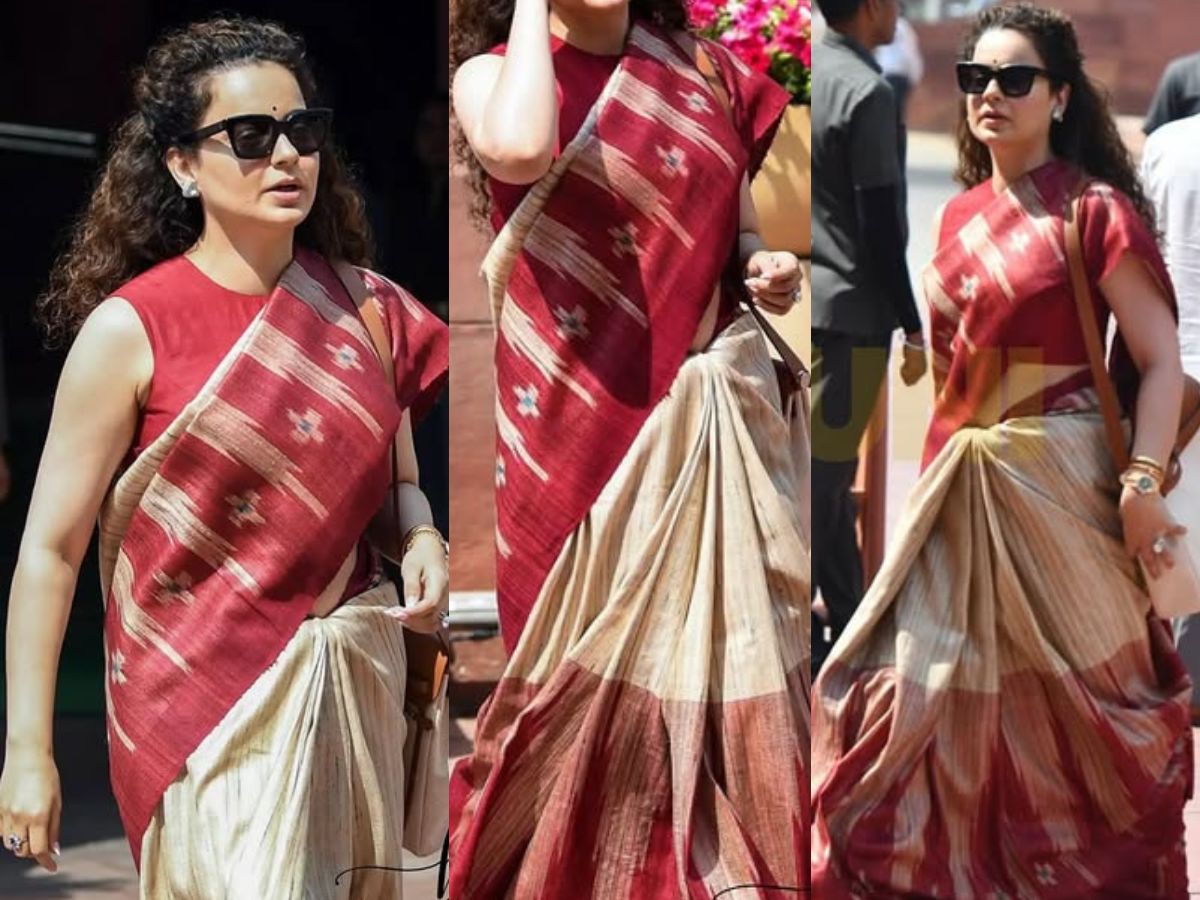 Maroon Tussar Ghicha Silk Bandha Saree