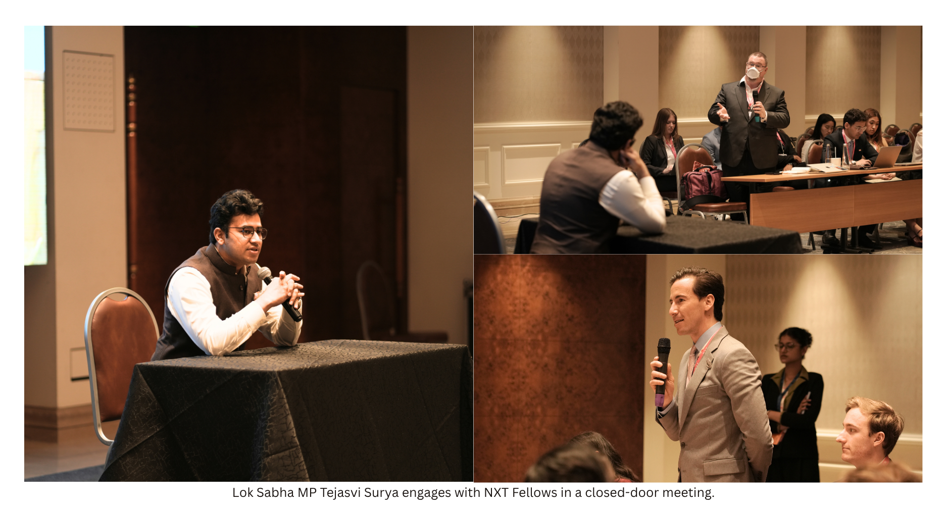 Lok Sabha MP Tejasvi surya engages with NXT Fellows in a closed-door meeting at NXT Conclave 2026.