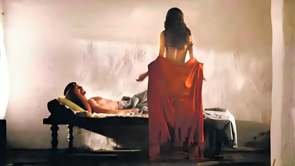 Trishna emotional scene featuring Freida Pinto in a dramatic setting