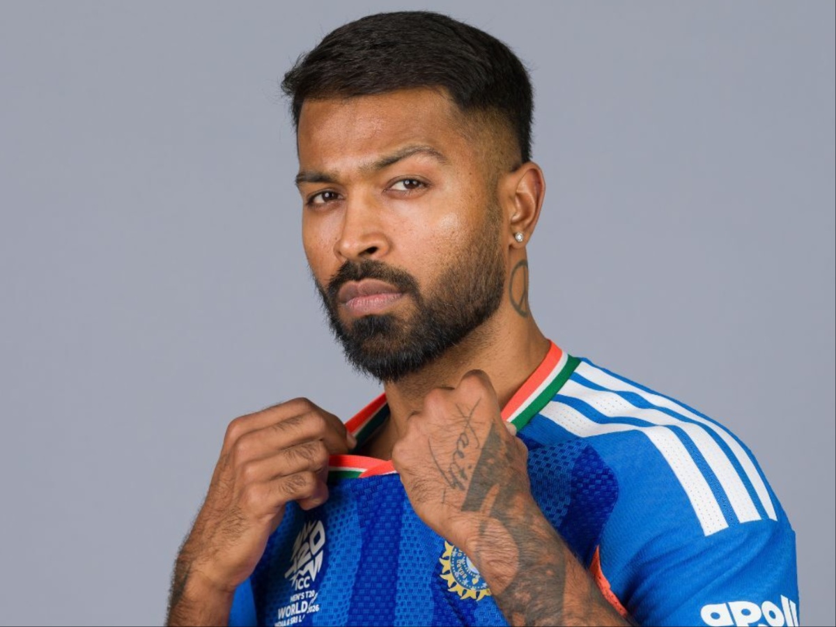 Hardik Pandya bowling a fast delivery with a high-arm action in the India blue jersey, Hardik Pandya celebrating a wicket with his arms spread wide and a confident smile, Hardik Pandya batting in the Mumbai Indians captain's jersey at Wankhede Stadium