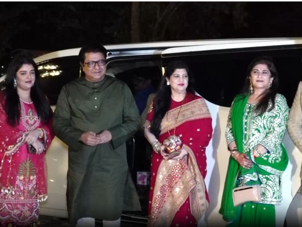 arjun-tendulkar-saaniya-chandhok-pre-wedding-sachin-anjali-sara-tendulkar-glow-in-star-studded-celebration-with-cricket-stars-in-pics Raj Thackrey at Arjun Tendulkar and Saaniya Chandhok’s pre-wedding event | ANI