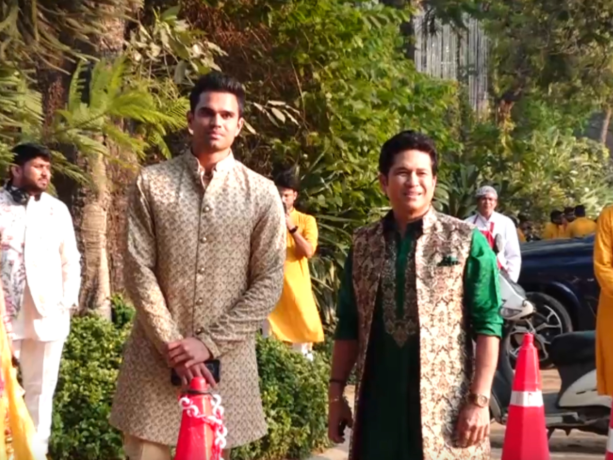 arjun-tendulkar-saaniya-chandhok-pre-wedding-sachin-anjali-sara-tendulkar-glow-in-star-studded-celebration-with-cricket-stars-in-pics Arjun Tendulkar and Saaniya Chandhok’s pre-wedding pics | ANI