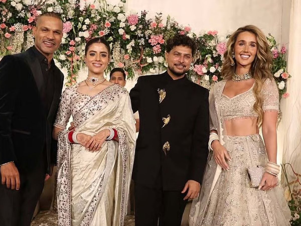 Shikhar Dhawan With Wife at Kuldeep Yadav's Wedding Reception