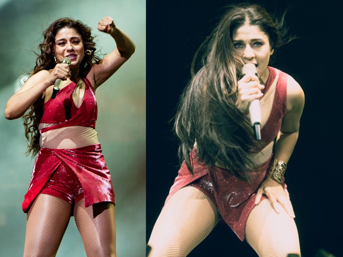 Sunidhi Chauhan in Maroon Dress