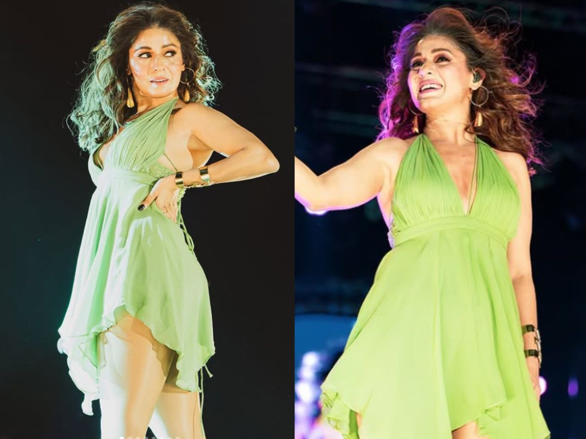Sunidhi Chauhan in Green Mini Dress