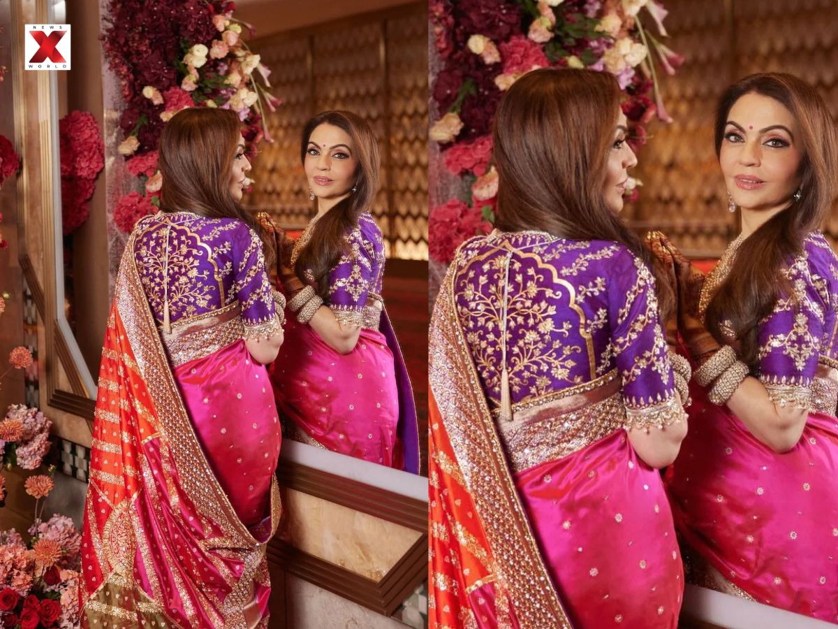 Nita Ambani Pink Charbagh Saree