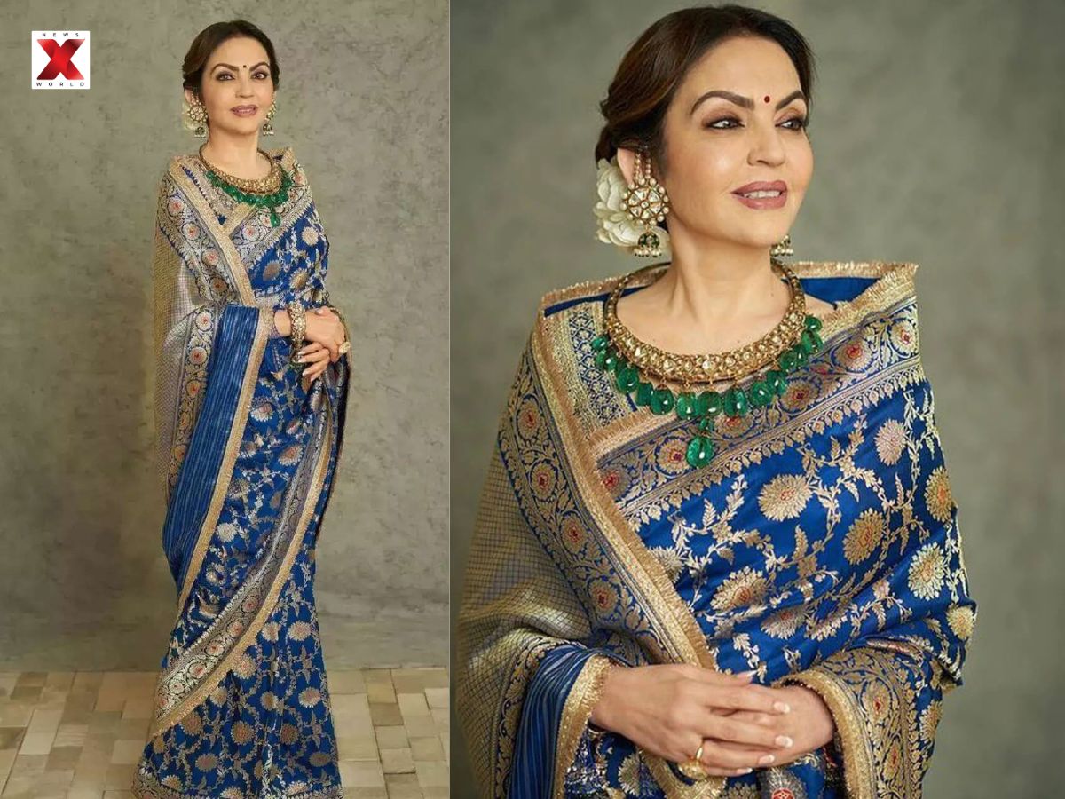 Nita Ambani Blue Banarasi Saree