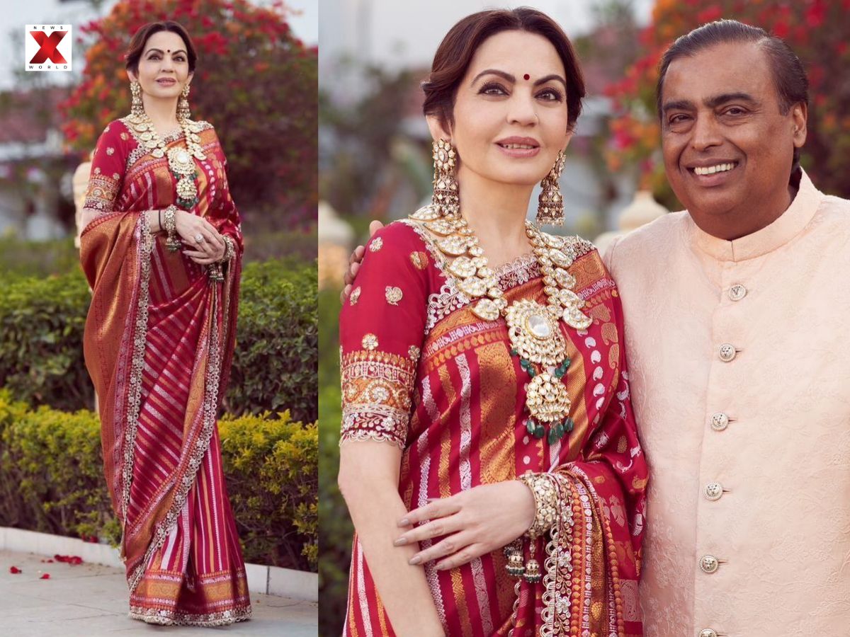 Nita Ambani Red Kanchipuram Saree