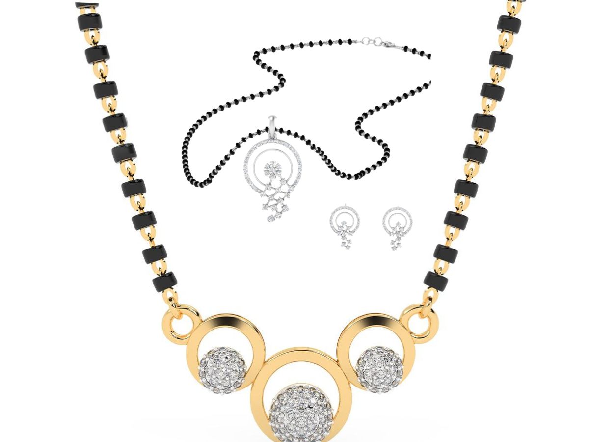 Round Diamond Mangalsutra Look