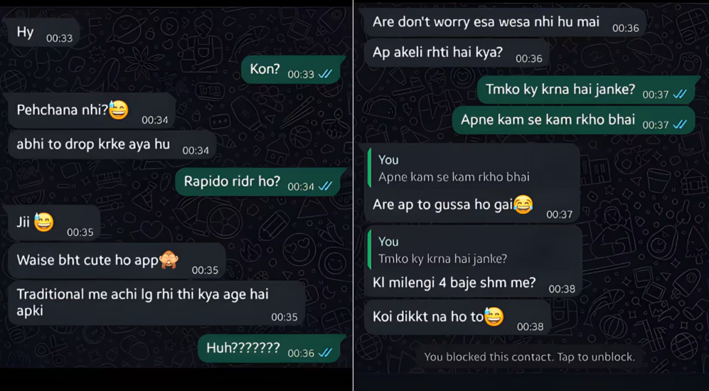‘Are Ap To Gussa Ho Gai’: Viral Video Of Rapido Driver Sending ‘Creepy’ Messages To Woman, Asks ‘Ap Akeli Rehti Hai Kya?’