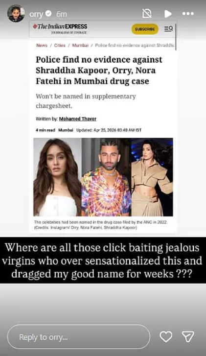 Orry Slams ‘Clickbaiting’ Culture Used In Drug Case As Police Finds No Evidence