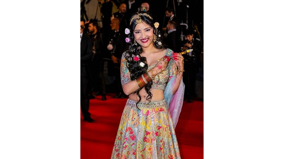 Actress Sanya Thakur Turns Radha Rani at Cannes Red Carpet 2026, Represents Sanatan Culture Globally