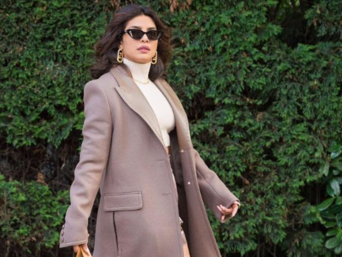 Priyanka Chopra Jonas – Camel Coat Winter Airport Style