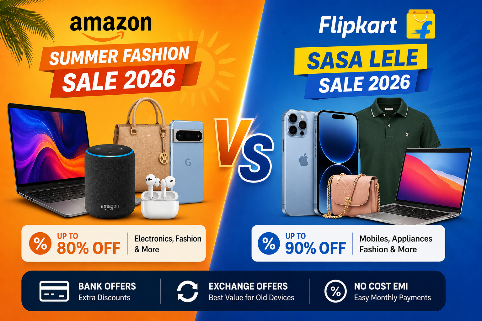 Amazon and Flipkart Summer Sale 2026: Massive Discounts on Smartphones, Electronics, Fashion and Debit & Credit Card Offers