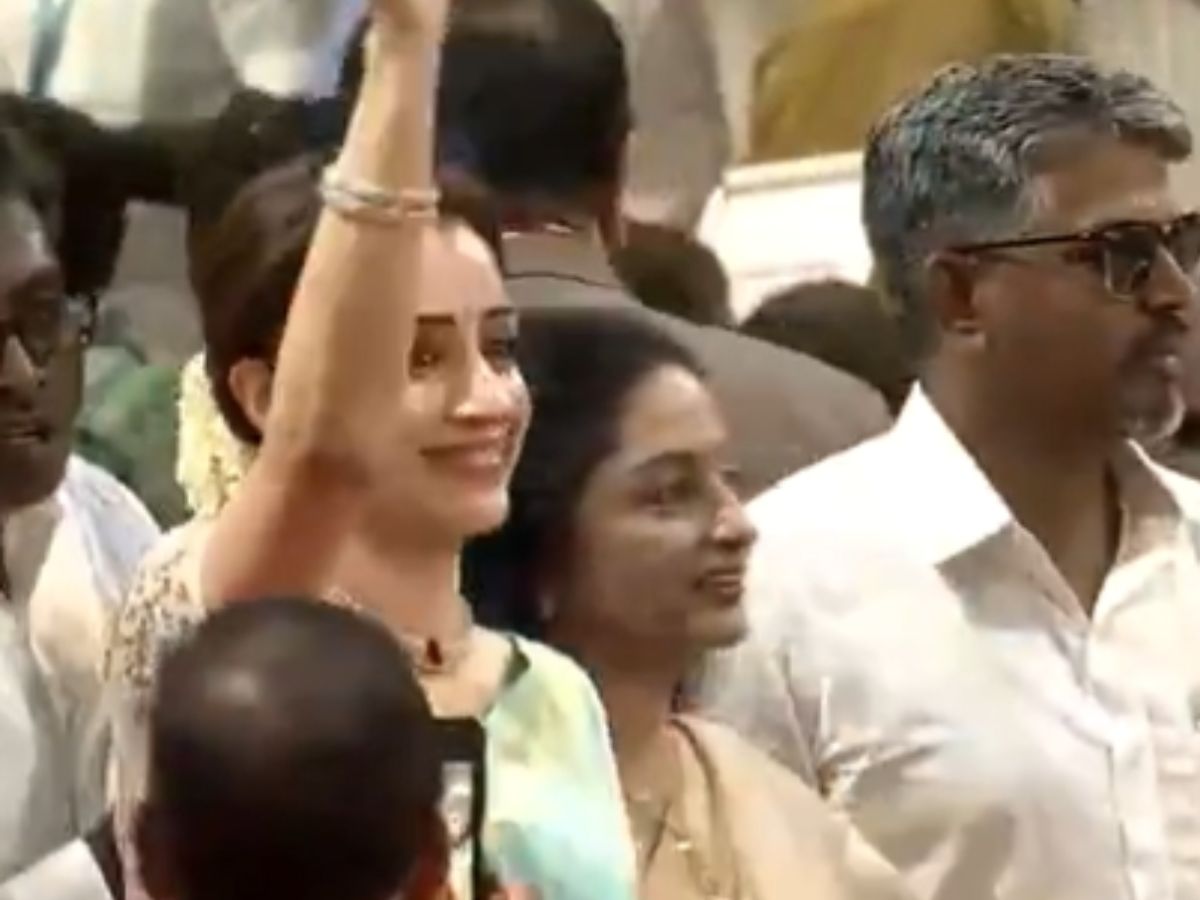 Watch: Trisha Krishnan Arrives For TVK Chief Vijay’s Tamil Nadu CM Oath Ceremony In Chennai