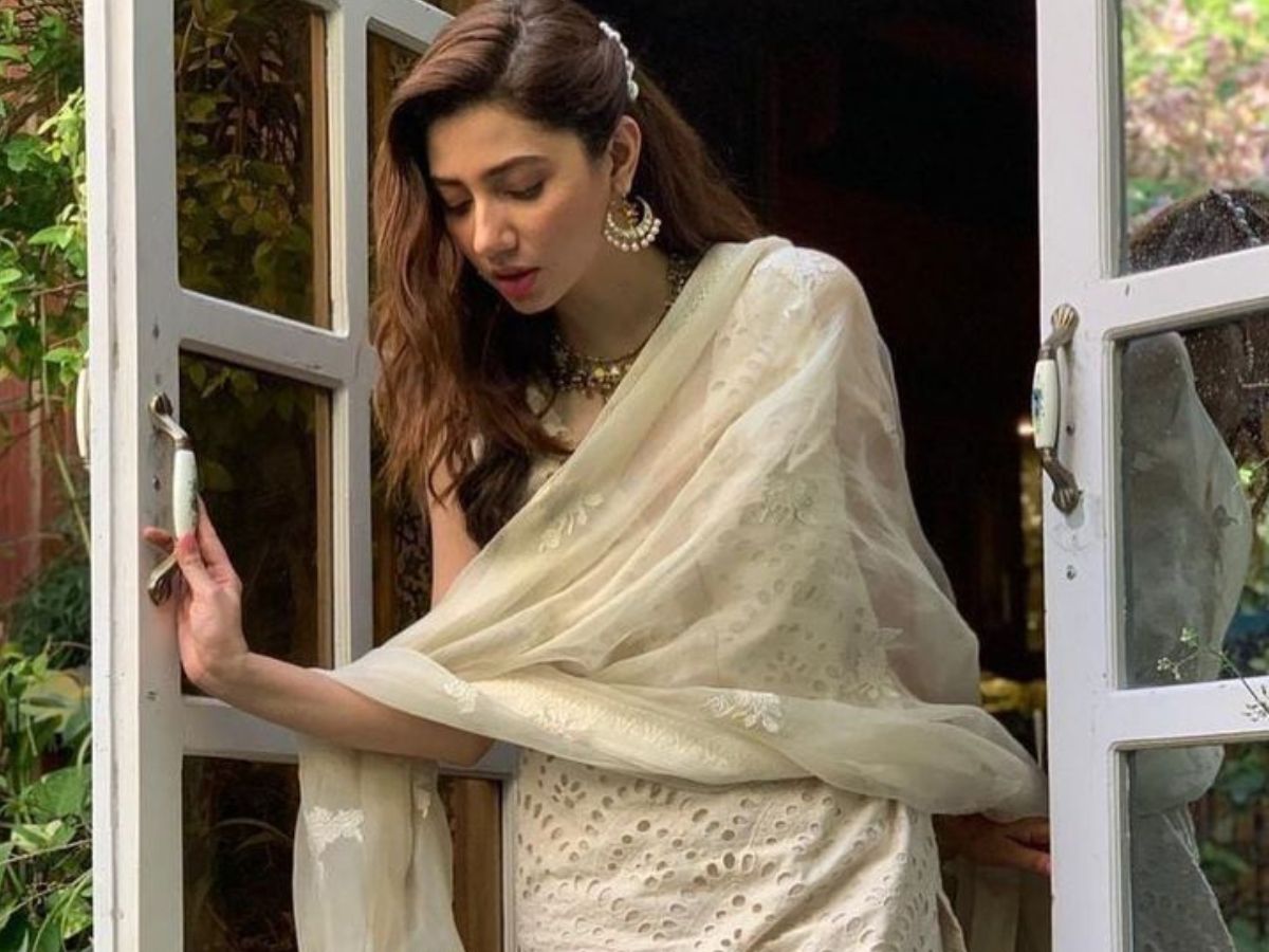 Mahira Khan – Pastel Embroidered Sharara Suit