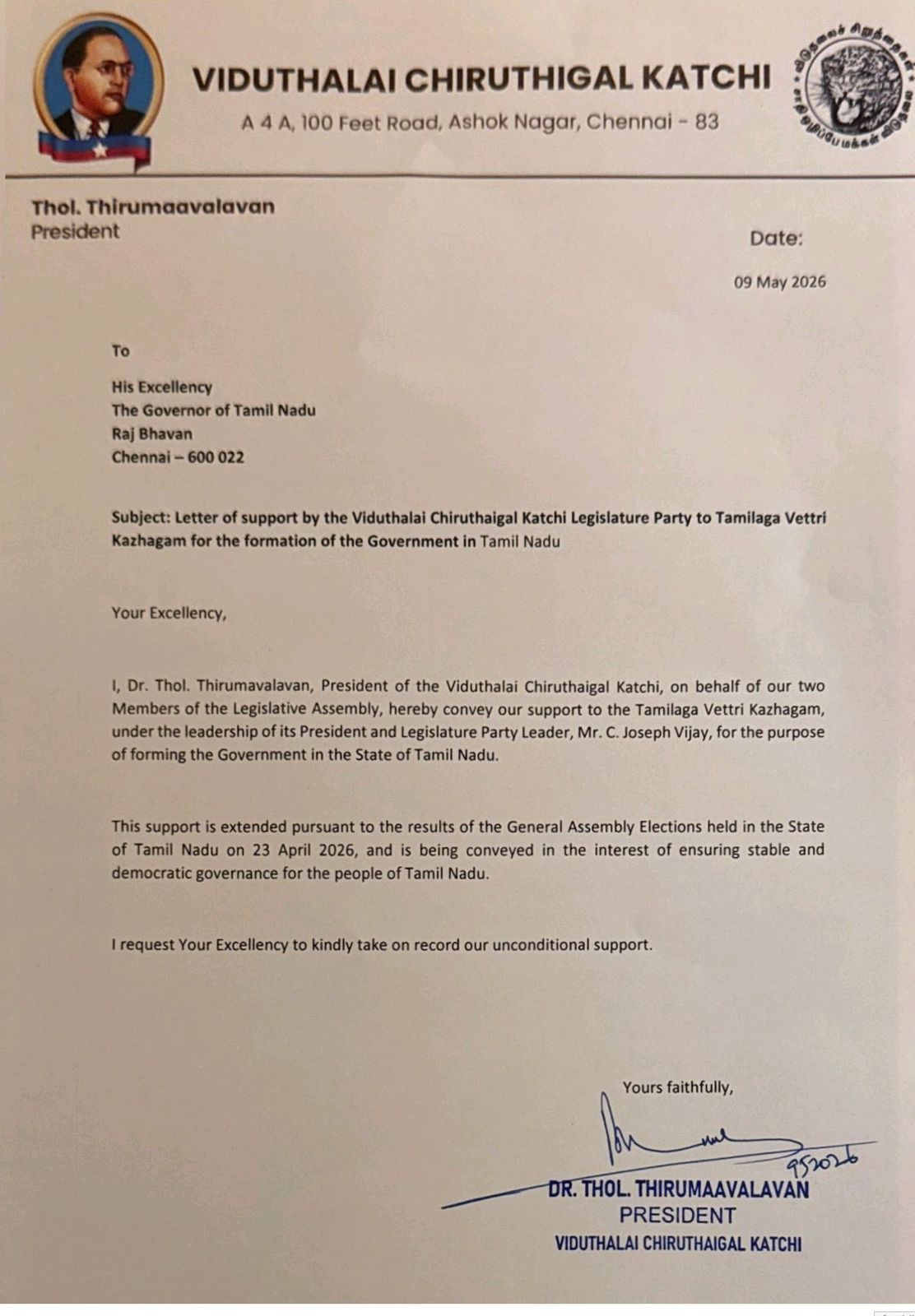 Vijay Maths Solved: VCK Extends Unconditional Support, TVK Crosses Majority Mark To Form Tamil Nadu Government