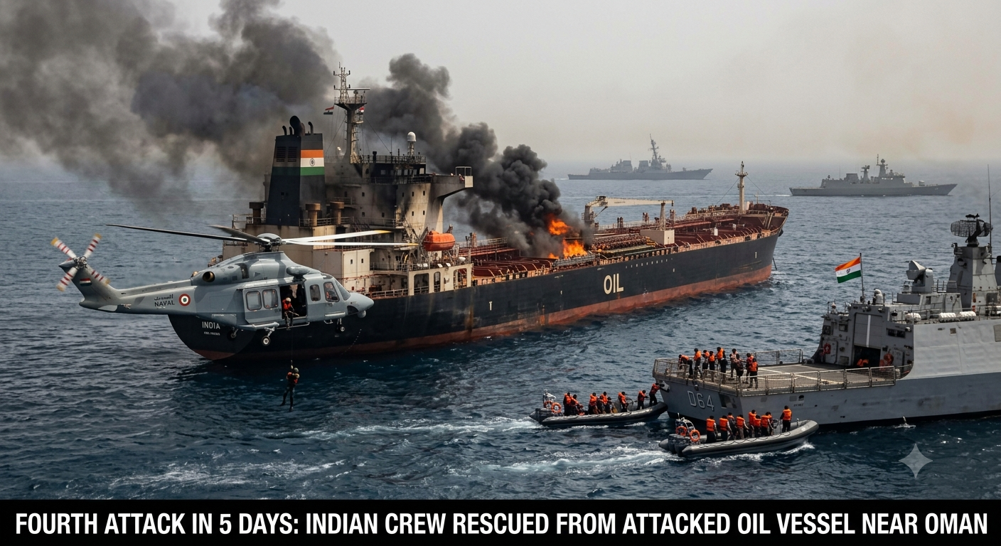 US-Iran War: Fourth Ship With Indian Crew Attacked Near Oman in Five Days, Maritime Security Concerns Deepen