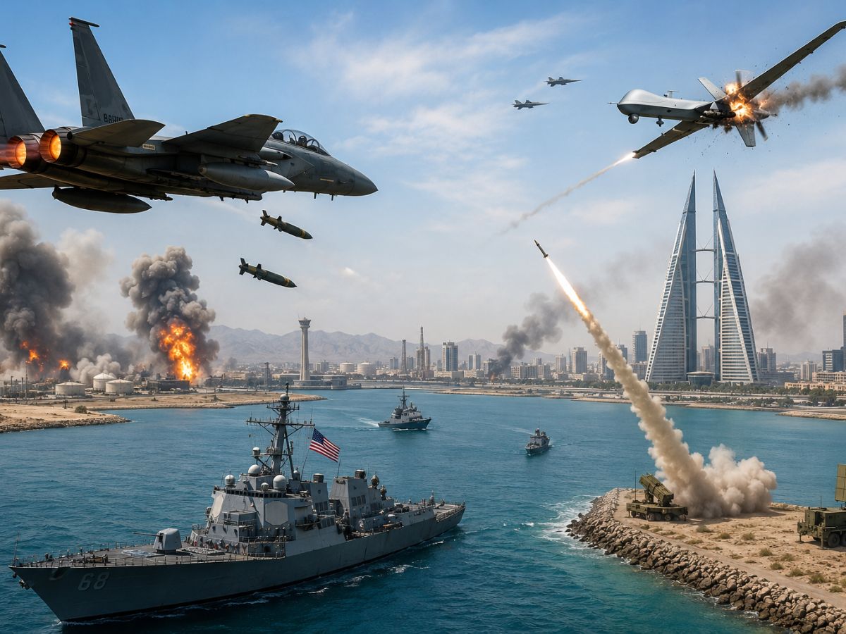 Iran claims drone strike on US Fifth Fleet in Bahrain after US attacks; sirens sound as West Asia tensions surge.
